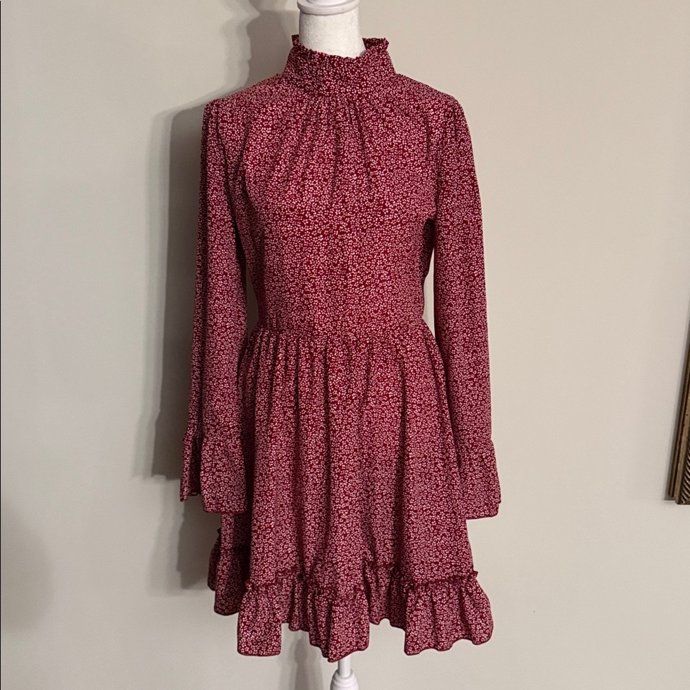 Elegant Red Floral Women's Dress
